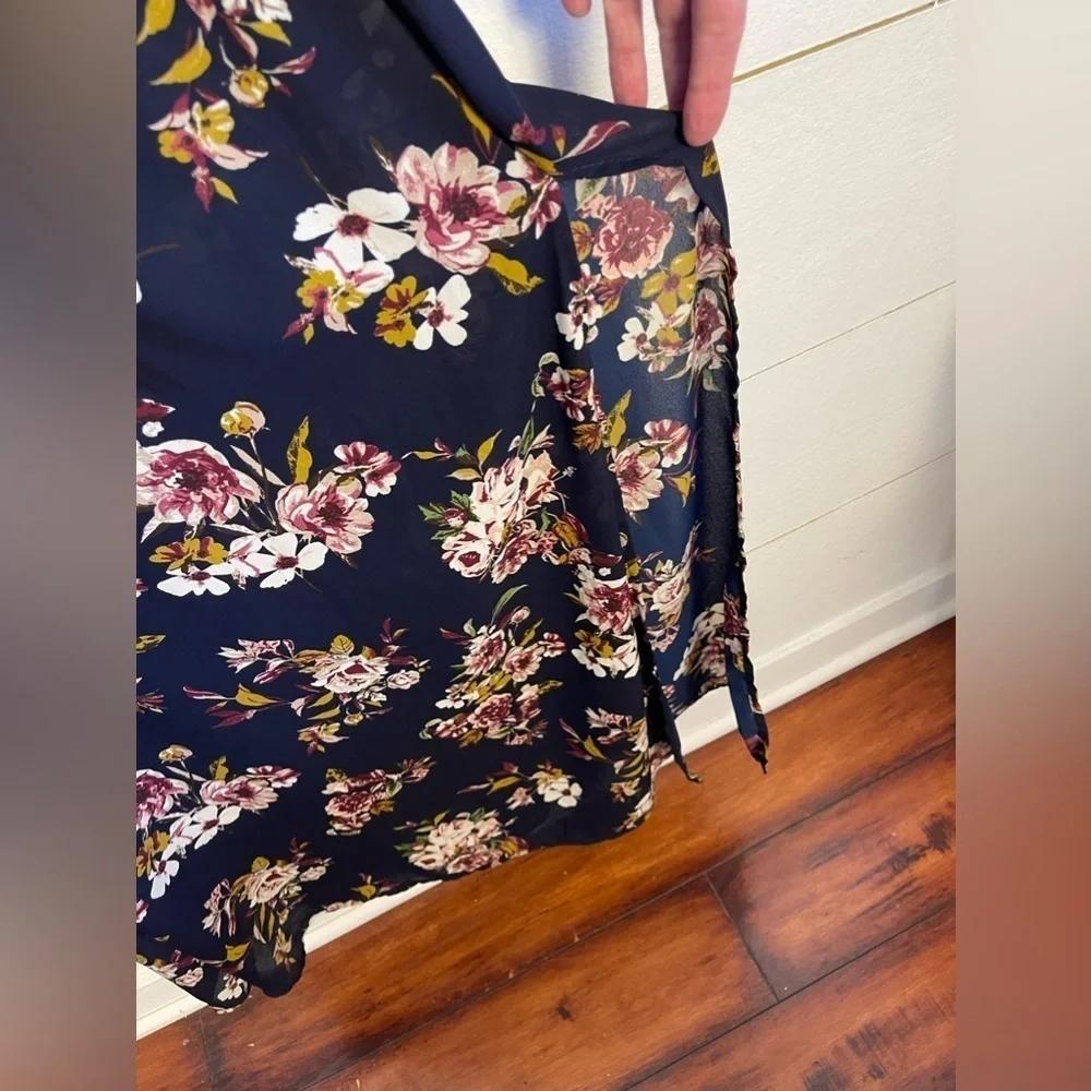 Navy Long Floral Off The Shoulder Dress by Altar’d State Size Small